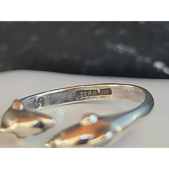 925 Sterling Silver Dolphin Bypass Ring Vintage SIZE US 6.75 - Picture 8 of 10
